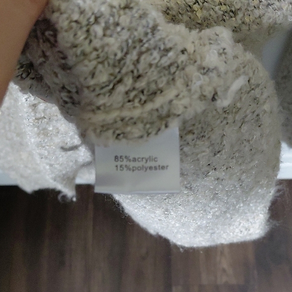 Cream Textured Crew Neck Sweater with Relaxed Fit - Picture 6 of 6